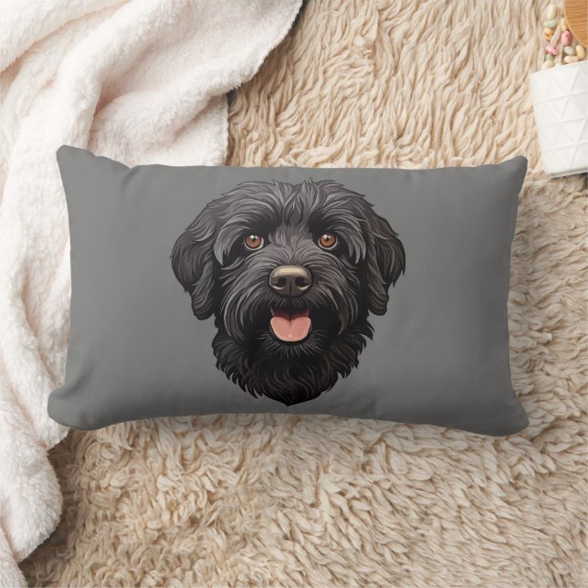 Labradoodle Black Dog Lumbar Pillow (Blanket)