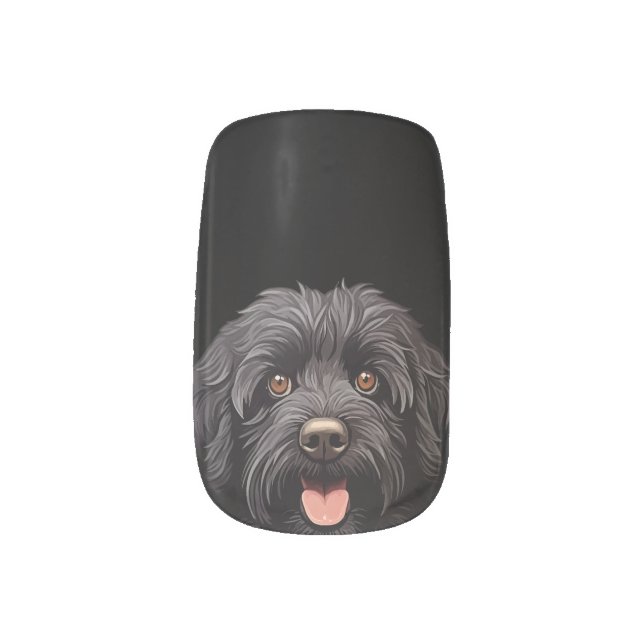 Labradoodle Black Dog Minx Nail Art (Left Thumb)
