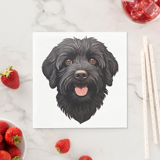 Labradoodle Black Dog Napkins (Insitu)