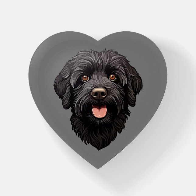 Labradoodle Black Dog Paperweight (Front)