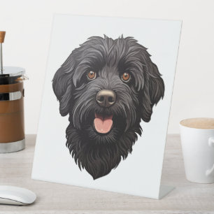 Labradoodle Black Dog Pedestal Sign