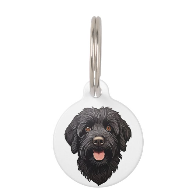 Labradoodle Black Dog Pet ID Tag (Front)