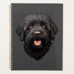 Labradoodle Black Dog Planner<br><div class="desc">Black Labradoodle Puppy Dog. Labrador and Poodle dog breed. Embrace the adorable charm of our Black Labradoodle Dog Design, showcasing a delightful closeup of this beloved breed's face with a playful pink tongue sticking out. Perfect for Labradoodle enthusiasts and dog lovers alike, this design captures the lovable personality and irresistible...</div>