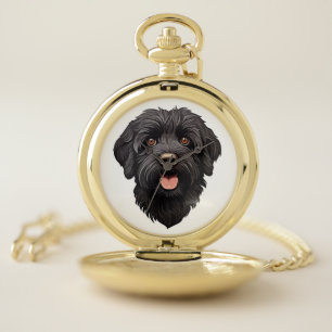 Labradoodle Black Dog Pocket Watch