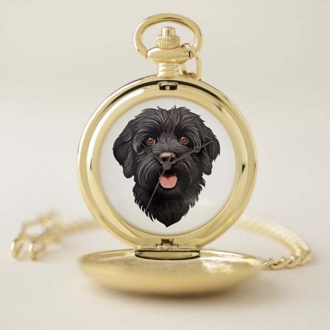 Labradoodle Black Dog Pocket Watch (Inside)