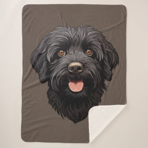 Labradoodle Black Dog Sherpa Blanket