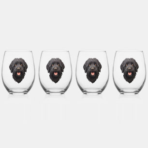 Labradoodle Black Dog Stemless Wine Glass