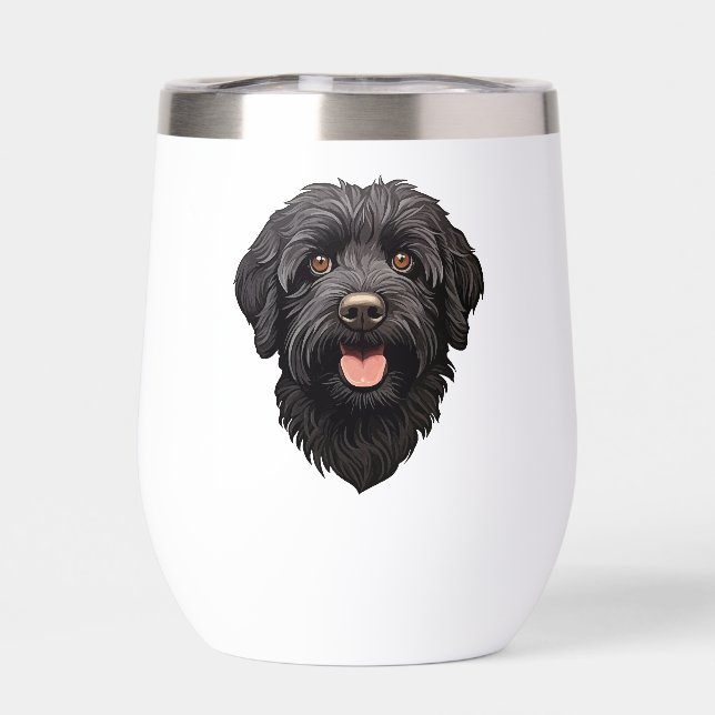 Labradoodle Black Dog Thermal Wine Tumbler (Back)