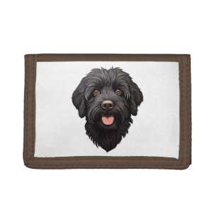 Labradoodle Black Dog Tri-fold Wallet