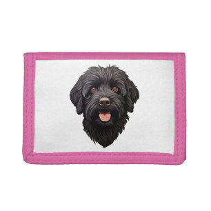Labradoodle Black Dog Trifold Wallet