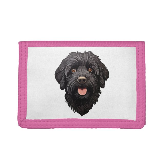 Labradoodle Black Dog Trifold Wallet (Front)