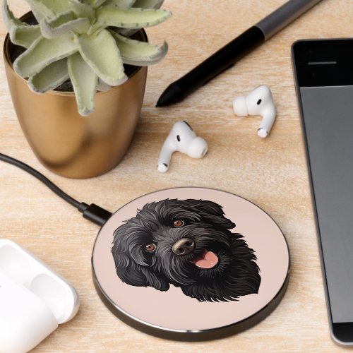 Labradoodle Black Dog Wireless Charger