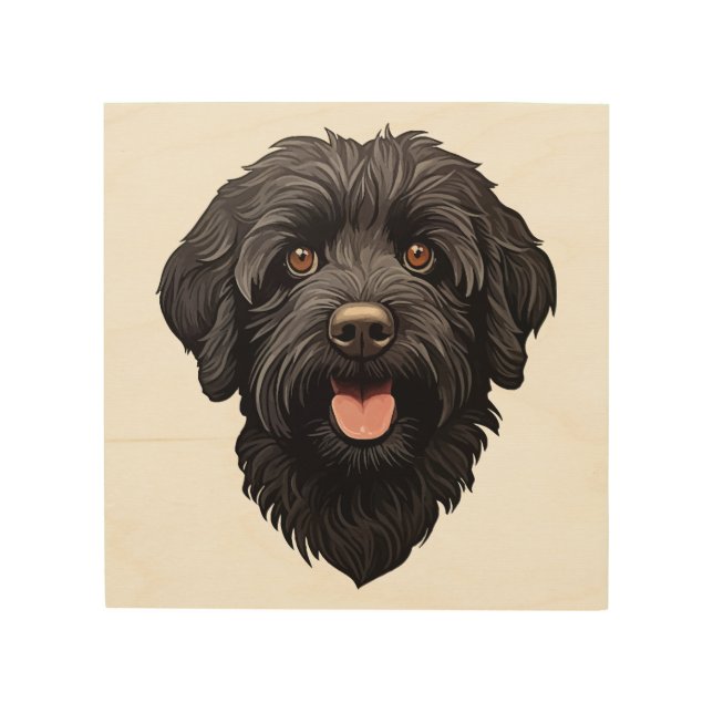 Labradoodle Black Dog Wood Wall Art (Front)