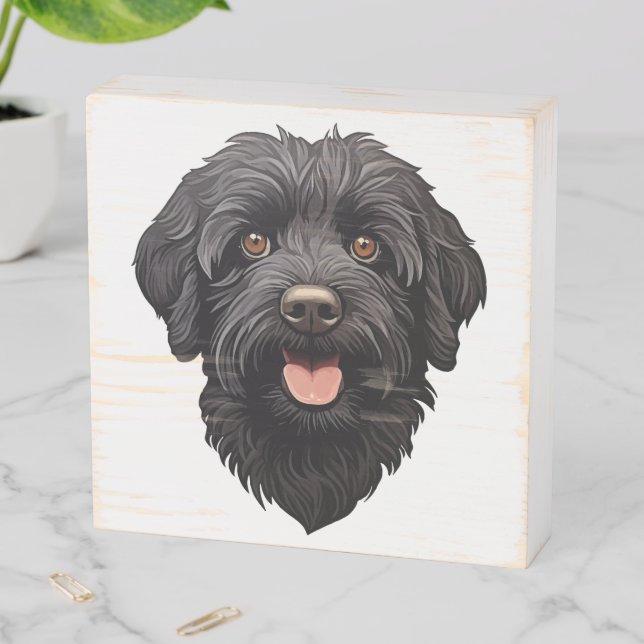 Labradoodle Black Dog Wooden Box Sign (In Situ Horizontal)