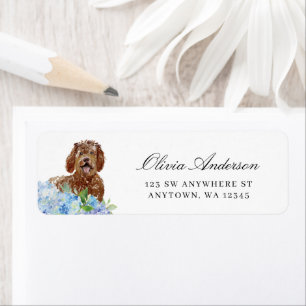 Labradoodle Blue Hydrangea Return Address Label