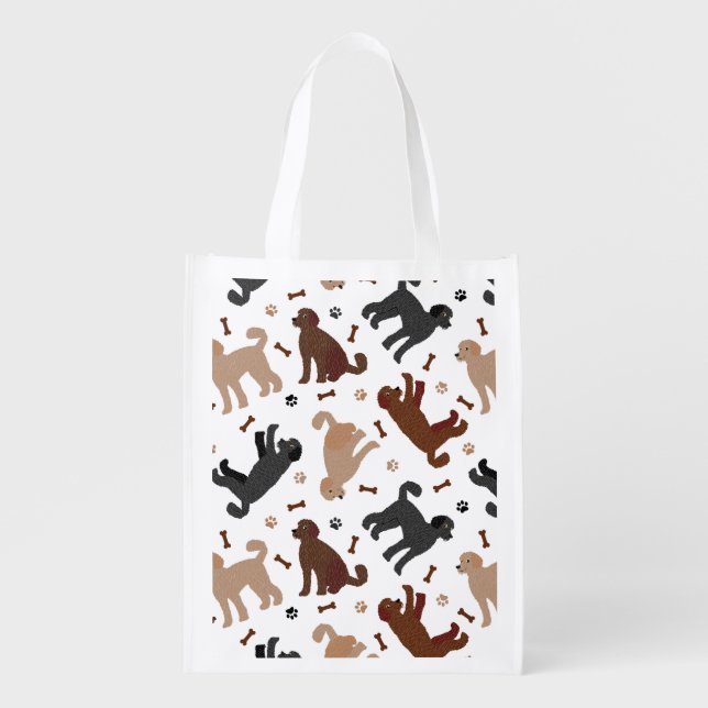 Labradoodle Bones and Paws Grocery Bag (Front)