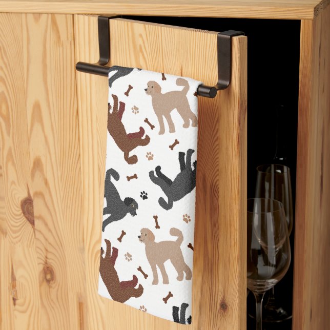 Labradoodle Bones and Paws Kitchen Towel (Thirds Fold)