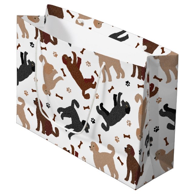 Labradoodle Bones and Paws Large Gift Bag (Front Angled)