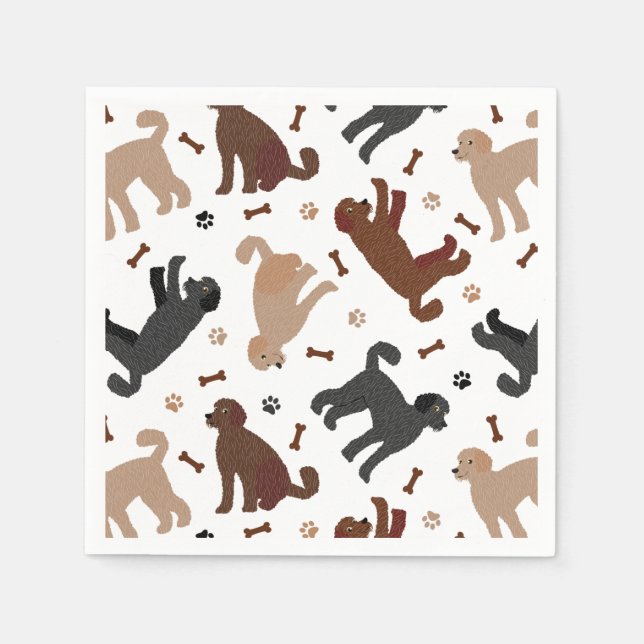Labradoodle Bones and Paws Napkins (Front)