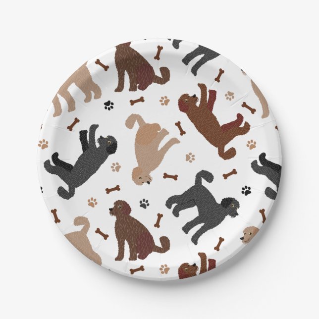 Labradoodle Bones and Paws Paper Plates (Front)