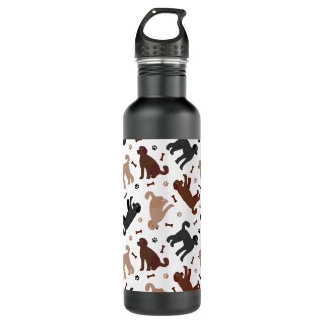 Labradoodle Bones and Paws Stainless Steel Water Bottle (Front)