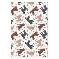 Cute Paw Prints Red Green Patterned Tissue Paper