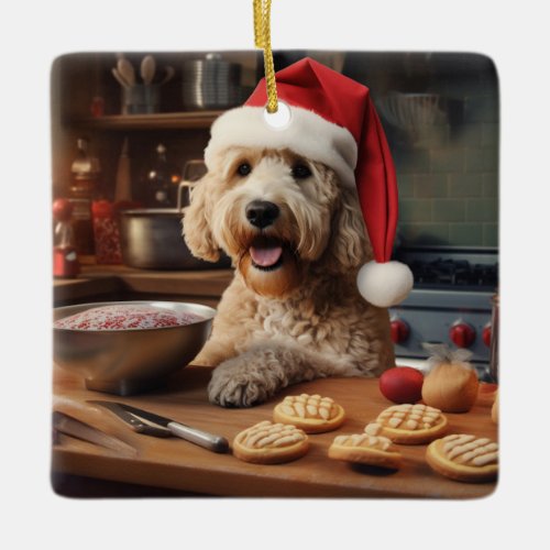 Labradoodle Christmas Cookies Festive Holiday Ceramic Ornament