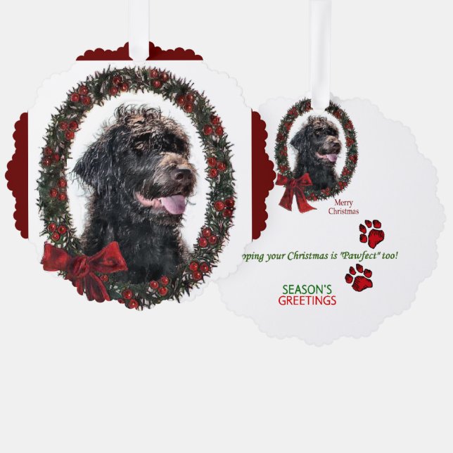 Labradoodle Christmas Gifts Ornament Card (Front/Back)