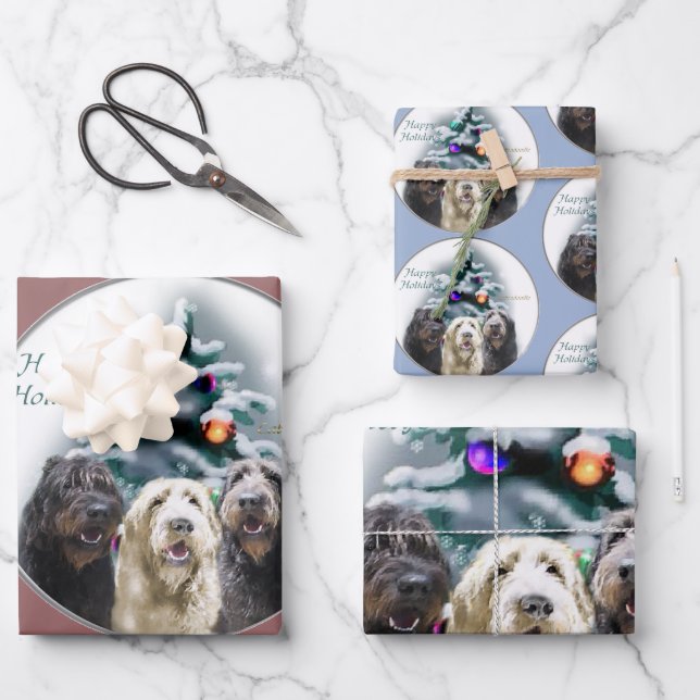 Labradoodle Christmas Gifts Wrapping Paper Sheets (Front)