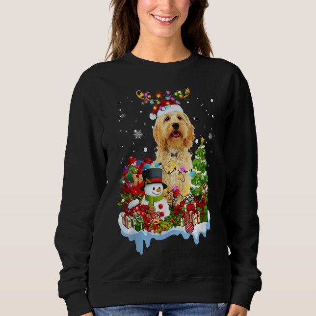 Labradoodle Christmas Reindeer Christmas Lights Pa Sweatshirt (Front)