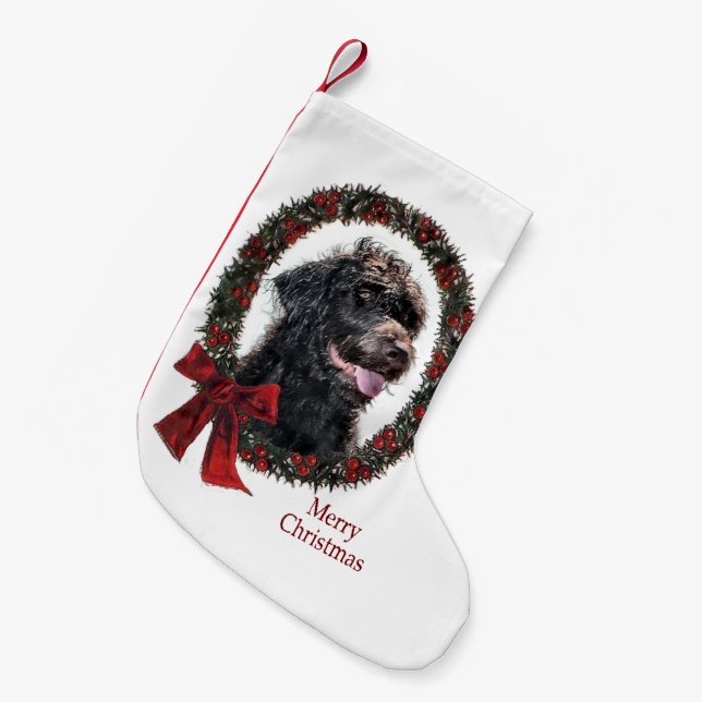Labradoodle Christmas Small Christmas Stocking (Front (Hanging))