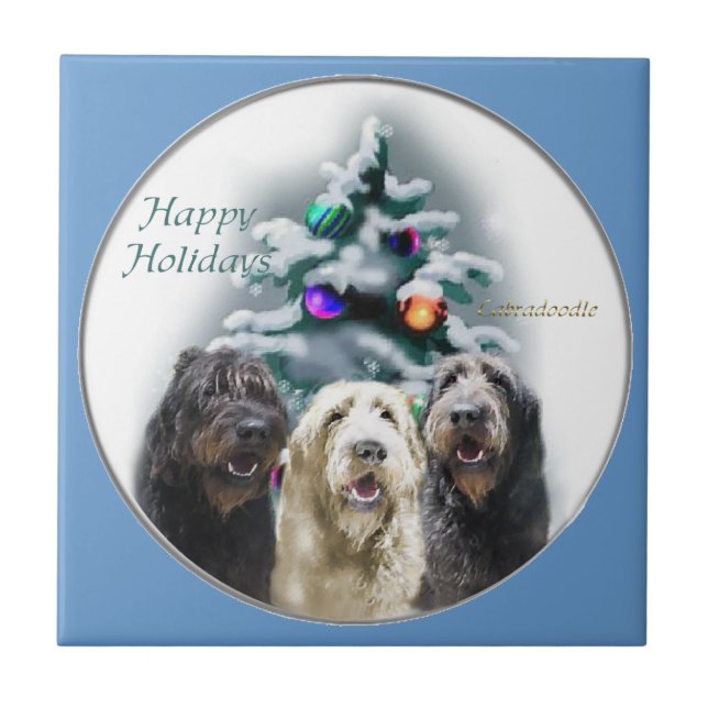 Labradoodle Christmas Tile (Front)