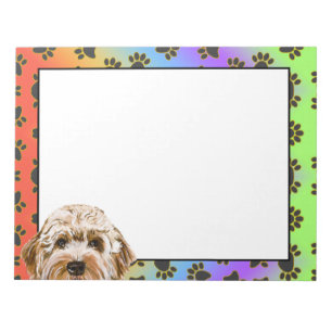 Labradoodle colorful dog paw pattern  notepad