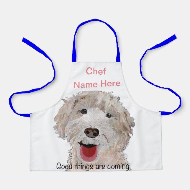 Labradoodle Cooking Chef (Name Here) Kids Apron (Front)