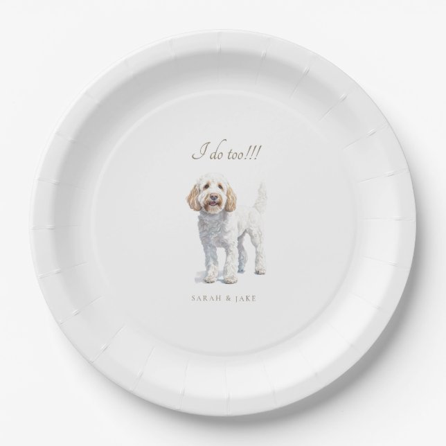 Labradoodle Custom Pet Wedding Paper Plates (Front)