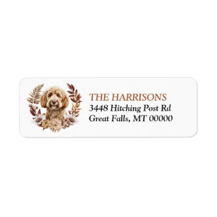 Labradoodle Dog Autumn Wreath Label
