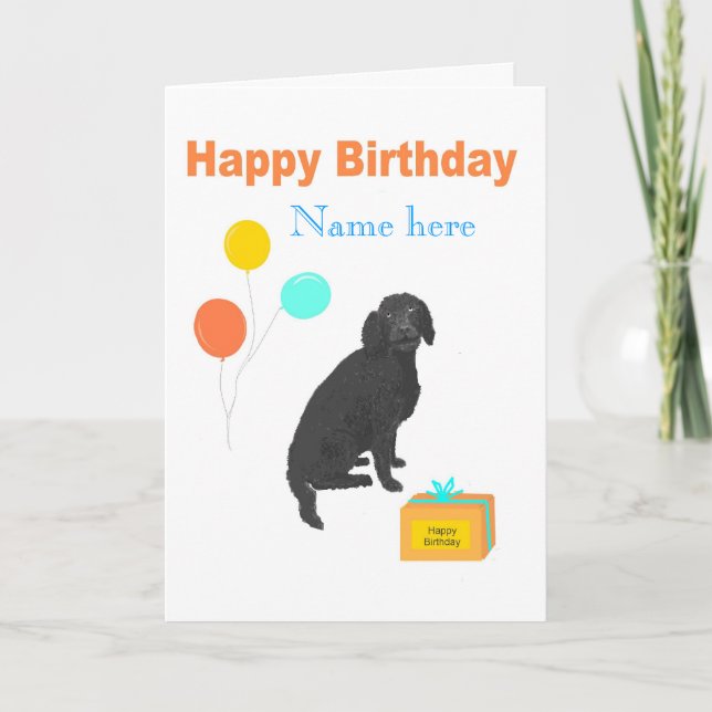 Labradoodle dog birthday card add name (Front)