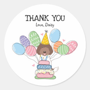 Labradoodle Dog Birthday Party Favor Tags Sticker