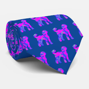 Labradoodle Dog Cute Pink Silhouette Blue Neck Neck Tie