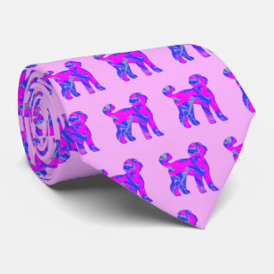 Labradoodle Dog Cute Pink Silhouette Pink Neck Tie