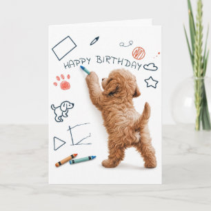 Labradoodle Dog Doodling For Birthday Humor Card