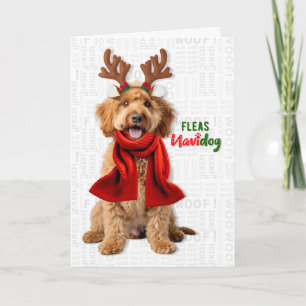 Labradoodle Dog Funny Fleas Navidog Christmas Holiday Card