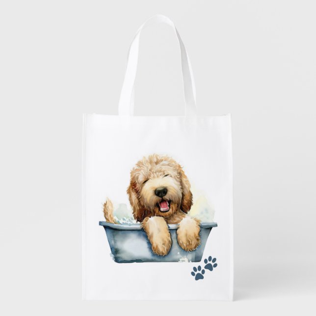 Labradoodle Dog Grocery Bag (Front)