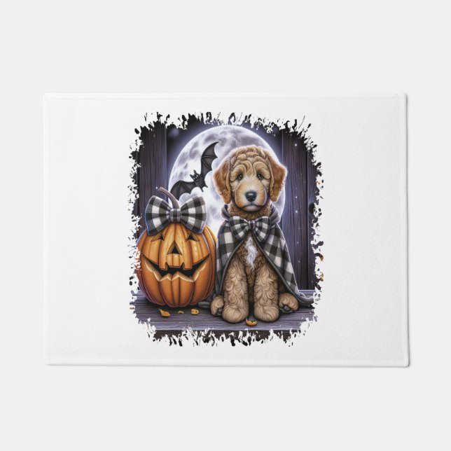 Labradoodle Dog Halloween Square Doormat (Front)