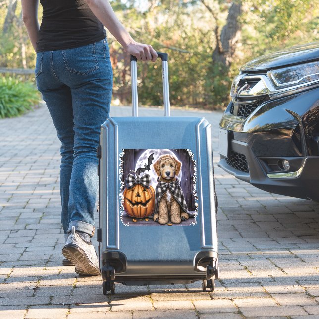 Labradoodle Dog Halloween Square Sticker (Suitcase Insitu)