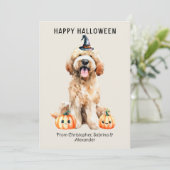 Labradoodle Dog Happy Halloween Holiday Card (Standing Front)