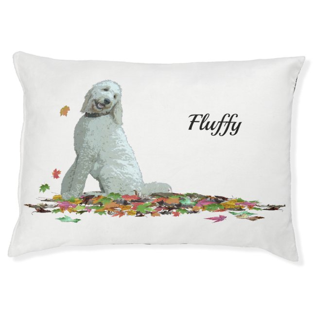 Labradoodle Dog In Leaves Dog Bed (Front)