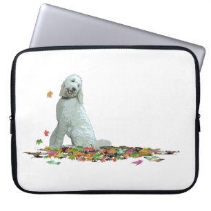 Labradoodle Dog In Leaves Laptop Sleeve