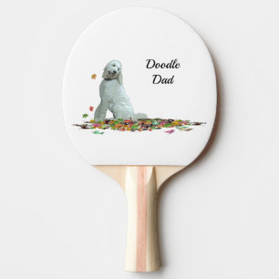 Labradoodle Dog In Leaves Ping Pong Paddle