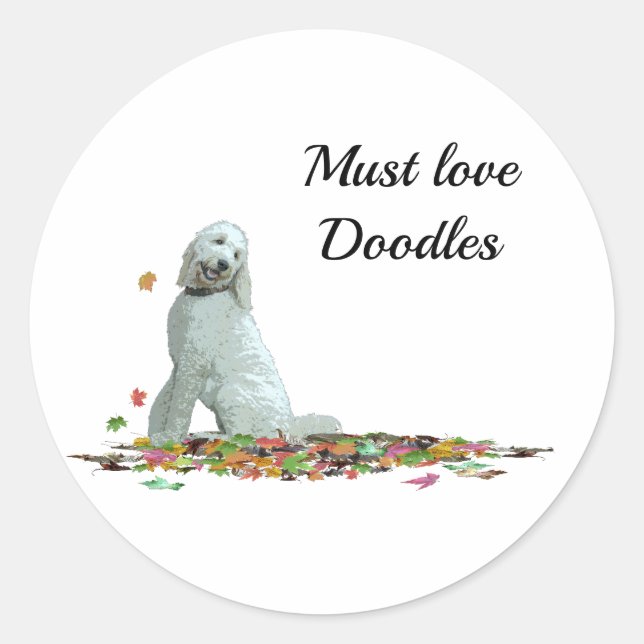 Labradoodle Dog In Leaves Stickers (Front)